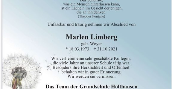 Nachruf für unsere Kollegin Marlen Limberg